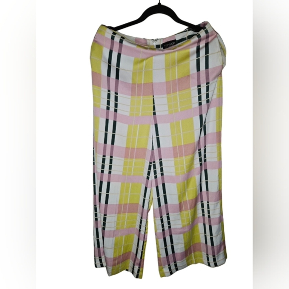 Topshop Yellow and Pink Plaid Women's Pants Size 8 , Like New.